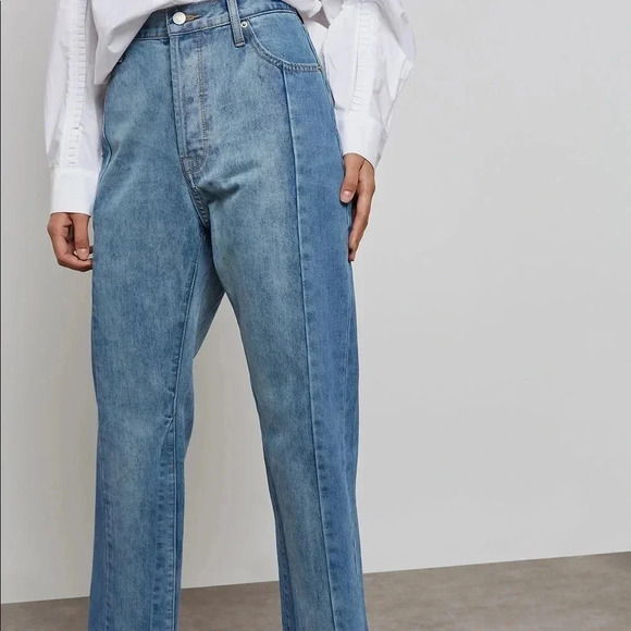 Caara Two Tone Straight Denim Blue Jeans NWT - Picture 7 of 10